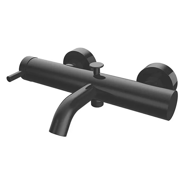 Beitz & Walz Badewannenarmatur Beitz & Walz - Schwarz - Schwarze wandmontierte Bad- und Duscharmatur mit integriertem Auslauf und Umsteller.
