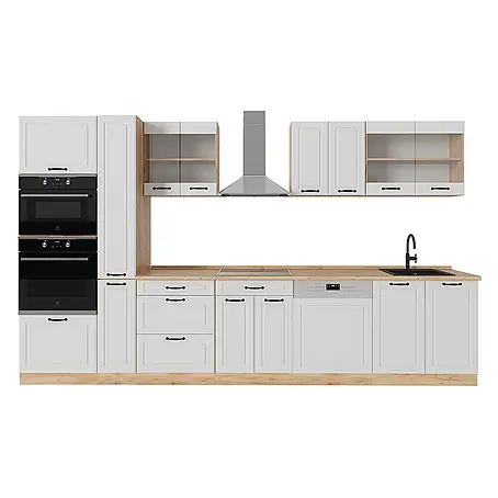 Vicco  Küchenzeile R-Line Weiß Landhaus/Goldkraft Eiche, AP Eiche