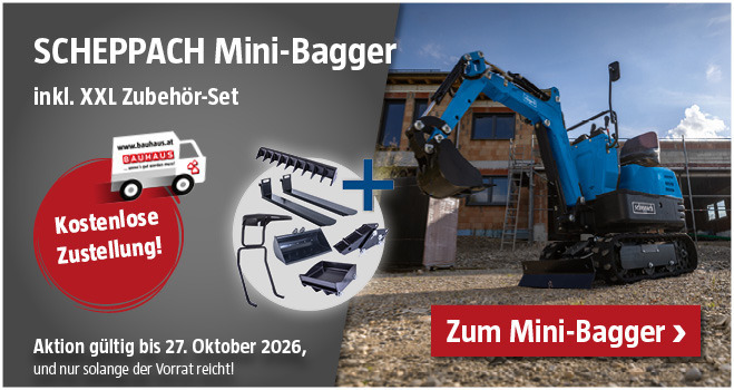 Aktion Scheppach Minibagger versandkostenfrei
