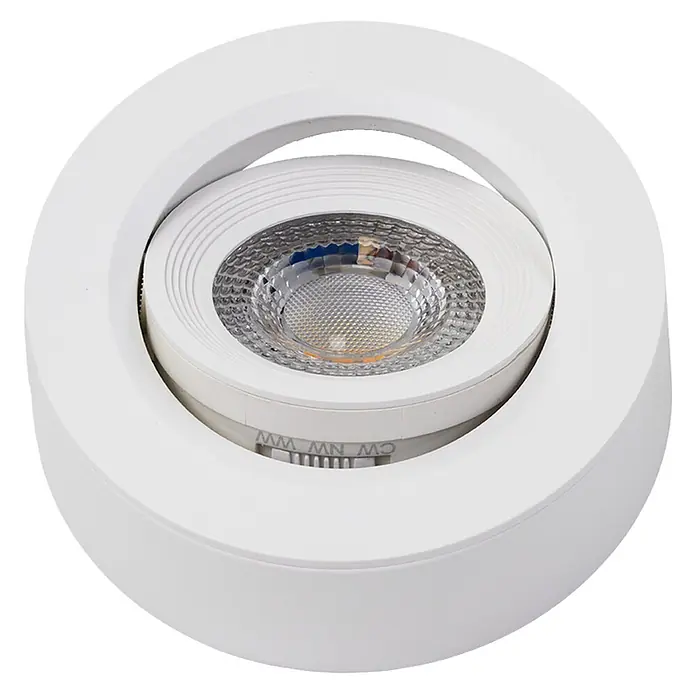 Luxula LED-Einbauleuchten-Set rund - 5 W, Weiß - Weißer runder LED-Einbaustrahler mit schwenkbarem Innenmodul und Farbtemperatur-Schalter (CW, NW, WW).