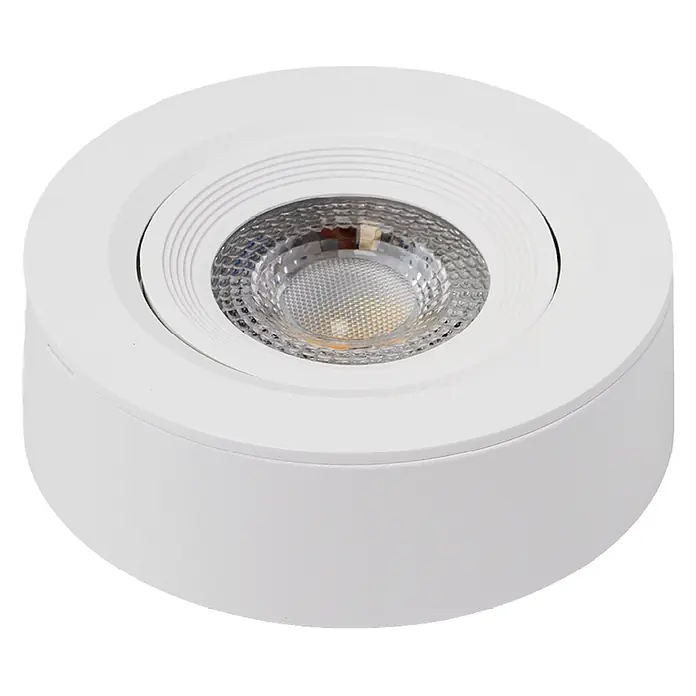 Luxula LED-Einbauleuchten-Set rund - 5 W, Weiß - Weißer runder Aufbau-LED-Strahler mit geriffeltem Reflektor und klarer Linse.