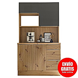 BAUHAUS Aparador buffet Marleen (Ancho: 120 cm, Gris mate, Decoración cuerpo: Roble Artesanal)