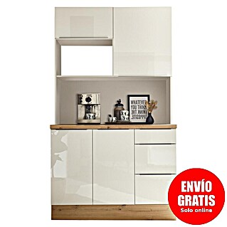 BAUHAUS Aparador buffet Marleen (Ancho: 120 cm, Blanco de alto brillo, Decoración cuerpo: Blanco)