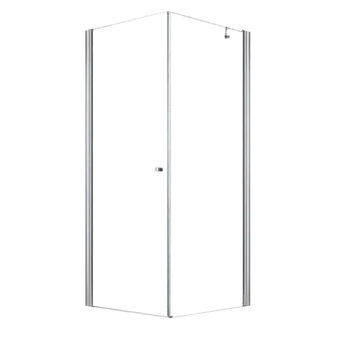 Glaszentrum Hagen Eckdusche 90x90x195cm Hades Duschkabine - 90 x 90 x 195 cm, Imprägniert, Farblos, Stärke: 8 mm - Eck-Duschkabine aus Klarglas mit silberfarbenen Profilen und Tür.