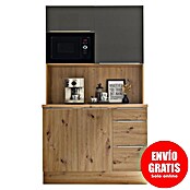BAUHAUS Aparador buffet Marleen (Ancho: 120 cm, Gris, Decoración cuerpo: Roble Artesanal, Equipamiento: Microondas) | BAUHAUS