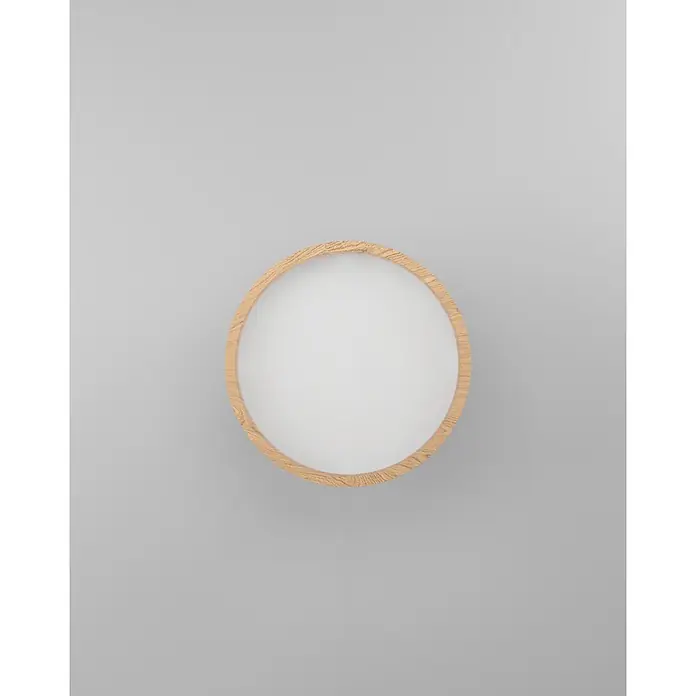 Eglo Deckenventilator Malpica - Weiß, Eiche, 98 cm - Runder Rahmen aus hellem Holz mit weißer Innenfläche.