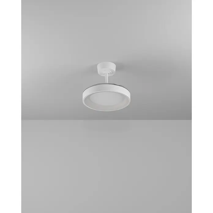 Eglo Deckenventilator Torreya - Weiß, 77 cm - Weißer, runder LED-Deckenstrahler mit Stielbefestigung.
