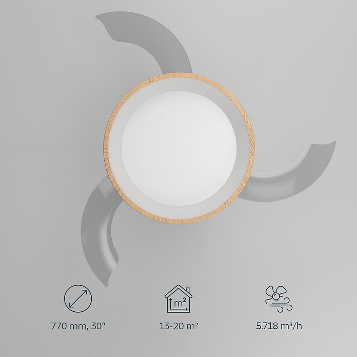 Eglo Deckenventilator Torreya (Weiß, Eiche, 77 cm) | BAUHAUS