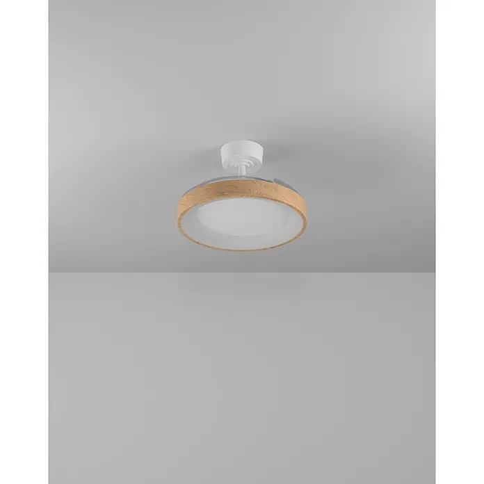 Eglo Deckenventilator Torreya - Weiß, Holz, 98 cm - Moderner weißer und heller Holz-Deckenventilator mit integriertem LED-Licht und transparenten Blättern.