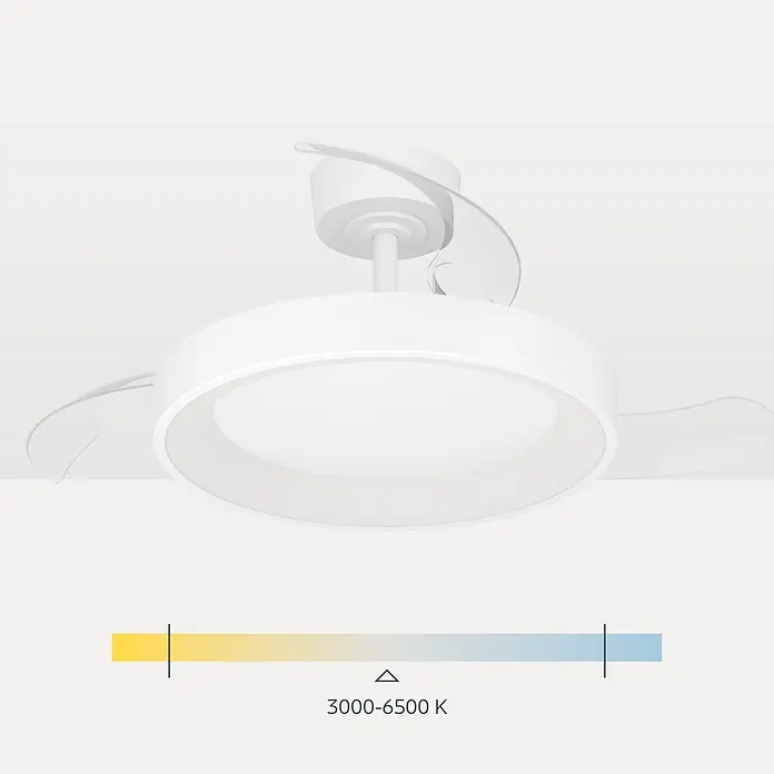 Eglo Deckenventilator Torreya - Weiß, 98 cm - Weißer Deckenventilator mit integrierter LED-Leuchte. Einstellbare Farbtemperatur von 3000-6500 K.
