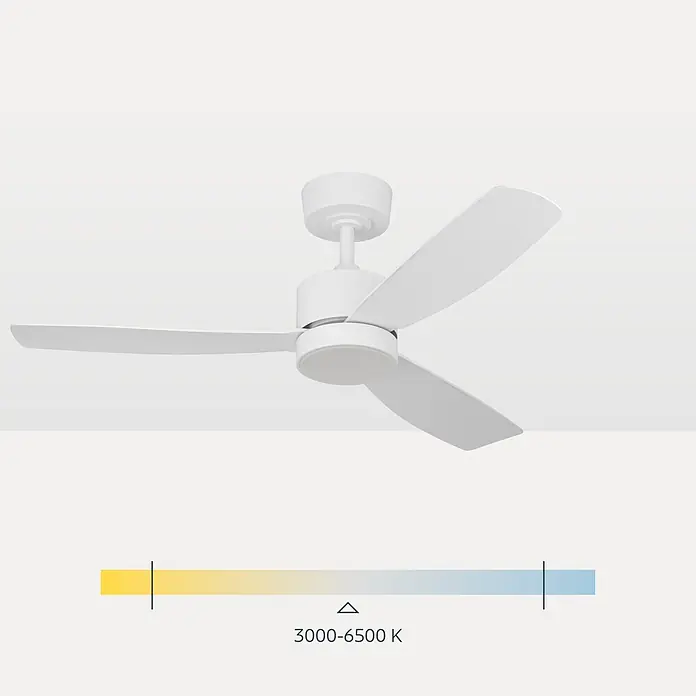 Eglo Deckenventilator Bonassola - Weiß, 106 cm - Weißer dreiflügeliger Deckenventilator mit einstellbarem LED-Licht (3000-6500 K).