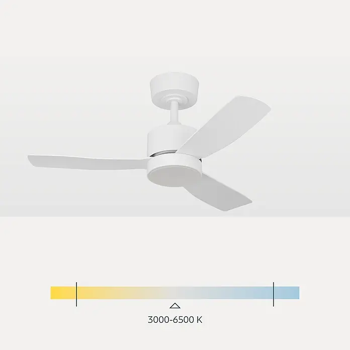Eglo Deckenventilator Bonassola - Weiß, 91 cm - Weißer dreiflügeliger Deckenventilator mit integriertem LED-Licht und einstellbarer Farbtemperatur.