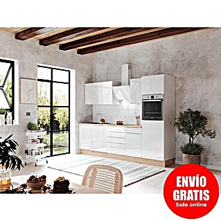 BAUHAUS Composición de cocina Marleen (Ancho: 280 cm, Blanco, Color del cuerpo: Blanco, Con electrodomésticos)