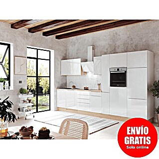 BAUHAUS Composición de cocina Marleen (Ancho: 370 cm, Blanco, Color del cuerpo: Blanco, Con electrodomésticos)