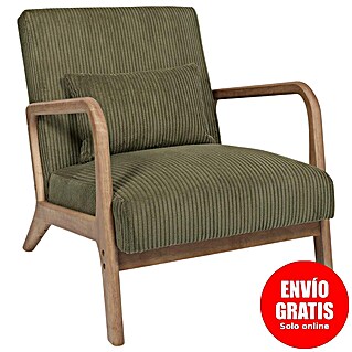 Home Deco Factory Sillón Scott (L x An x Al: 83,5 x 64,5 x 75 cm, Verde, Textil canalé)