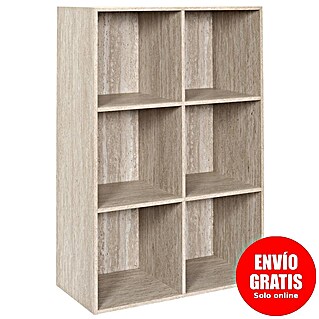Home Deco Factory Estantería de madera Pietra (Al x An x Pr: 97,8 x 66,6 x 31,8 cm, Capacidad de carga por balda: 5 kg, Número de baldas: 6 ud., Atornillado, Natural)