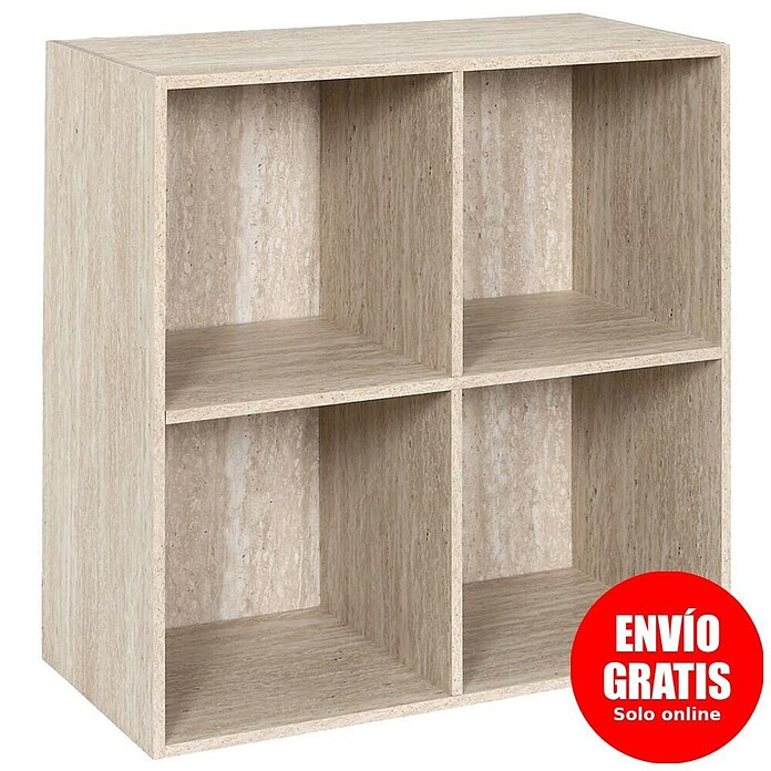 Home Deco Factory Estantería de madera Pietra (Al x An x Pr: 65,6 x 66,6 x 31,8 cm, Capacidad de carga por balda: 5 kg, Número de baldas: 4 ud., Atornillado, Natural) | BAUHAUS