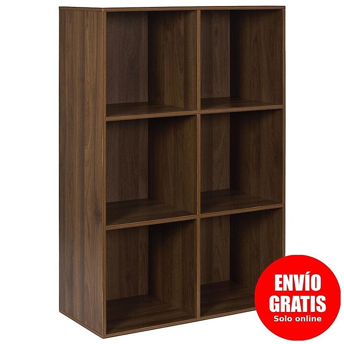 Home Deco Factory Tiffany Estantería de madera (Al x An x Pr: 97,8 x 66,6 x 31,8 cm, Capacidad de carga por balda: 5 kg, Número de baldas: 6 ud., Atornillado, Marrón) | BAUHAUS