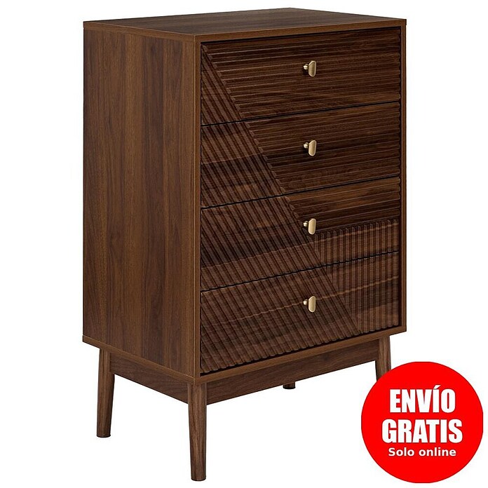Home Deco Factory Tiffany Cómoda (L x An x Al: 40 x 60 x 90 cm, Marrón, Número de cajones: 4 ud.) | BAUHAUS