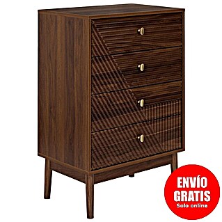 Home Deco Factory Tiffany Cómoda (L x An x Al: 40 x 60 x 90 cm, Marrón, Número de cajones: 4 ud.)