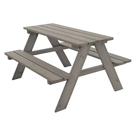 ML-Design  Kinder-Picknicktisch Grau Picknicktisch Sitzgarnitur 2 Bänke mit Tisch Massivholz Outdoor