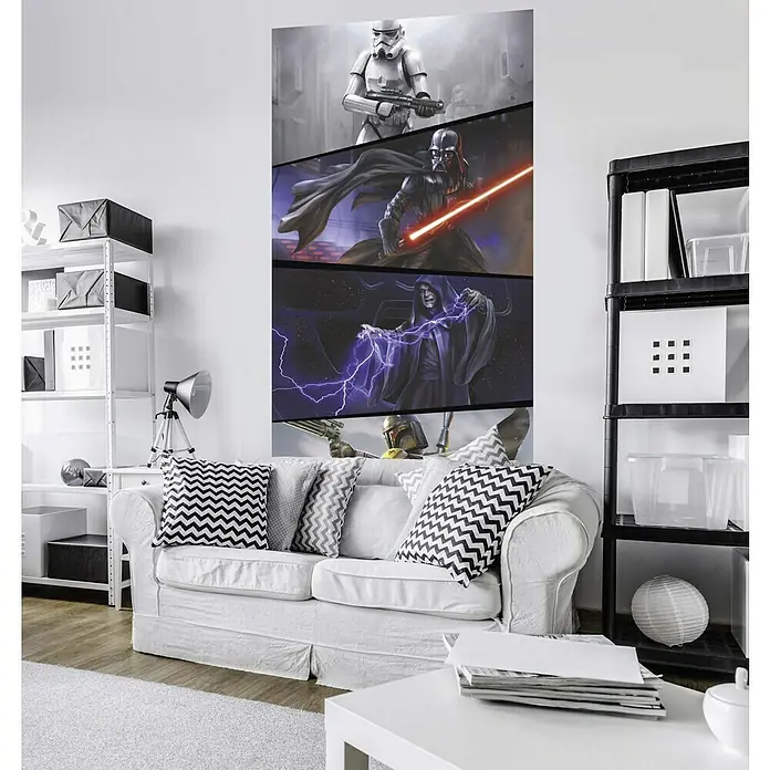 Komar Star Wars Fototapete Imperials - B x H: 120 x 200 cm, Vlies - Wandbild mit Star Wars Motiven, das Stormtrooper, Darth Vader, Imperator Palpatine und Boba Fett zeigt und eine dynamische Atmosphäre schafft.