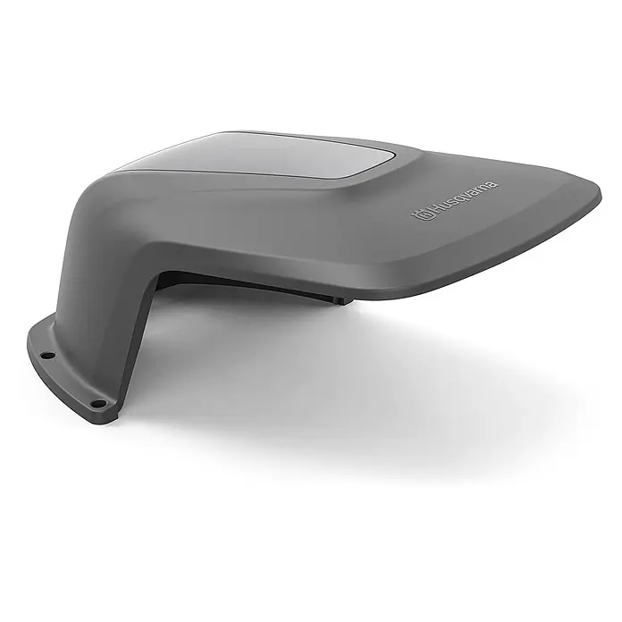 Husqvarna Mähroboter-Garage Aspire R4 - Grau, Aspire R4 - Grau-geschwungenes Husqvarna Kunststoffgehäuse mit Logo, für Outdoor-Geräte.