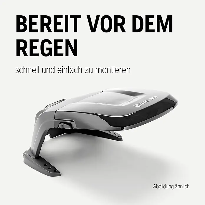 Husqvarna Mähroboter-Garage Aspire R6V, 305, 310, 315, 405X, 415X - L x B x H: 88,4 x 62,7 x 66 cm, Grau, Aspire R6V, 305, 310, 315, 405X und 415X - Elegantes dunkelgraues Zubehör für Rasenroboter, möglicherweise eine Regenschutzhaube, zur schnellen und einfachen Montage.