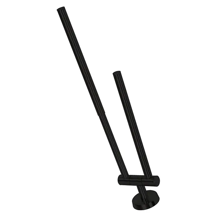 Camargue Paris Black Handtuchstange - Breite: 5,8 cm, Schwarz, Matt, Ausziehlänge: 29 cm - 50 cm - Mattschwarze, verstellbare Leuchte mit zwei Armen und rundem Sockel.