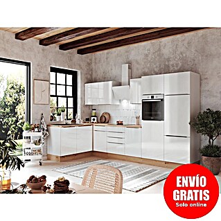 BAUHAUS Cocina esquinera Marleen (An x Pr: 340 x 170 cm, Blanco, Con electrodomésticos, Color del cuerpo: Blanco)
