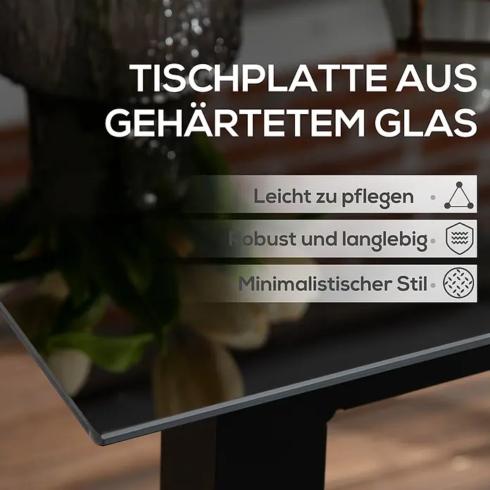 Outsunny Balkontisch mit verstellbare Fußstützen - L x B x H: 80 x 80 x 74 cm, Aluminium, Hartglas, Quadratisch, Schwarz - Schwarze Tischplatte aus gehärtetem Glas mit pflegeleichten, robusten und minimalistischen Merkmalen.