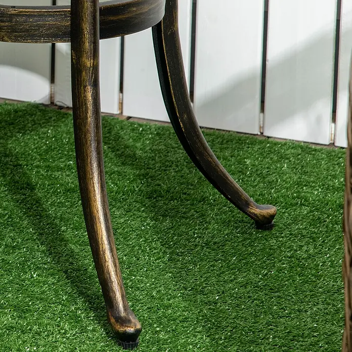Outsunny Garten-Beistelltisch - L x B x H: 60 x 60 x 52,5 cm, Bronze - Gold-bronzene Metallmöbelbeine mit Antik-Finish.