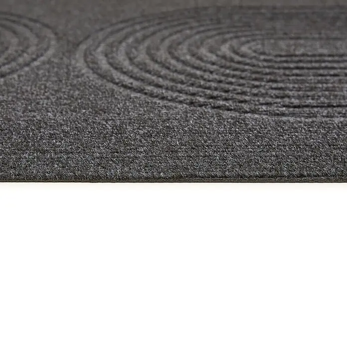 Fußmatte Tokio - 90 x 58 cm, Dunkelgrau, Material Nutzschicht: 100 % Polyester - Dunkelgraue Textilmatte mit texturierten konzentrischen Kreismustern.