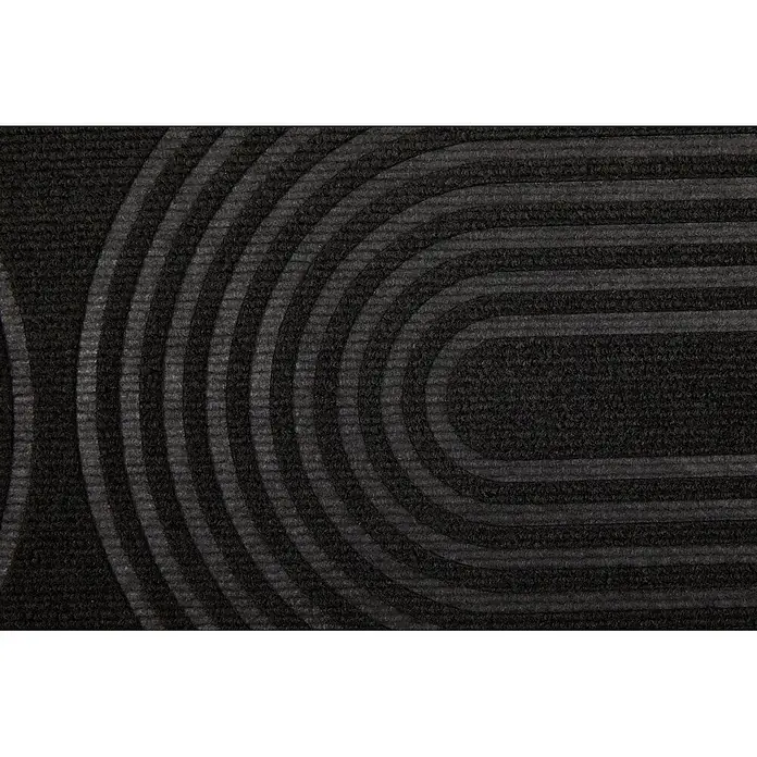 Fußmatte Tokio - 90 x 58 cm, Schwarz, Material Nutzschicht: 100 % Polyester - Dunkelgraue Textilmatte mit einem geometrischen Muster aus erhabenen Rippen.