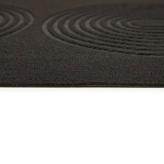 Fußmatte Tokio - 90 x 58 cm, Schwarz, Material Nutzschicht: 100 % Polyester - Dunkelgraue, texturierte Fußmatte mit geprägten konzentrischen Kreismustern.