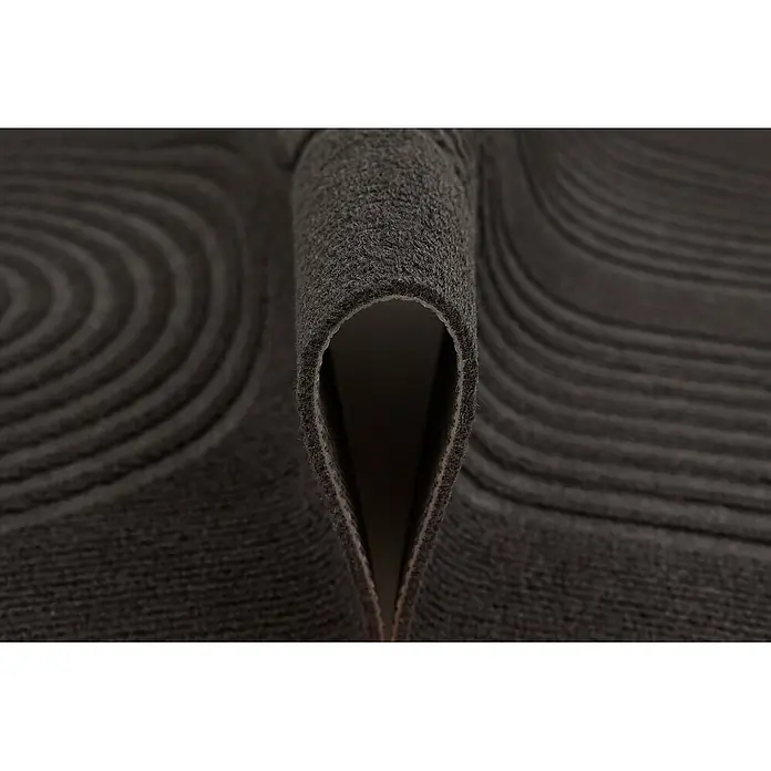 Fußmatte Tokio - 90 x 58 cm, Schwarz, Material Nutzschicht: 100 % Polyester - Dunkelgraues, geripptes Fußmattenmaterial, zeigt seine strukturierte Oberfläche und Filzunterseite.