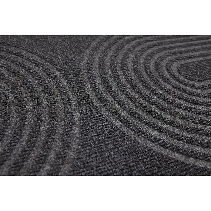 Fußmatte Tokio - 90 x 58 cm, Dunkelgrau, Material Nutzschicht: 100 % Polyester - Dunkelgraue strukturierte Matte mit geprägten Wellenmustern.
