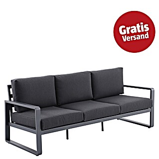 Sunfun Maja Loungesofa 3-Sitzer (B x T x H: 203 x 76 x 74,5 cm, Aluminium, Olefin, Night-Grey)
