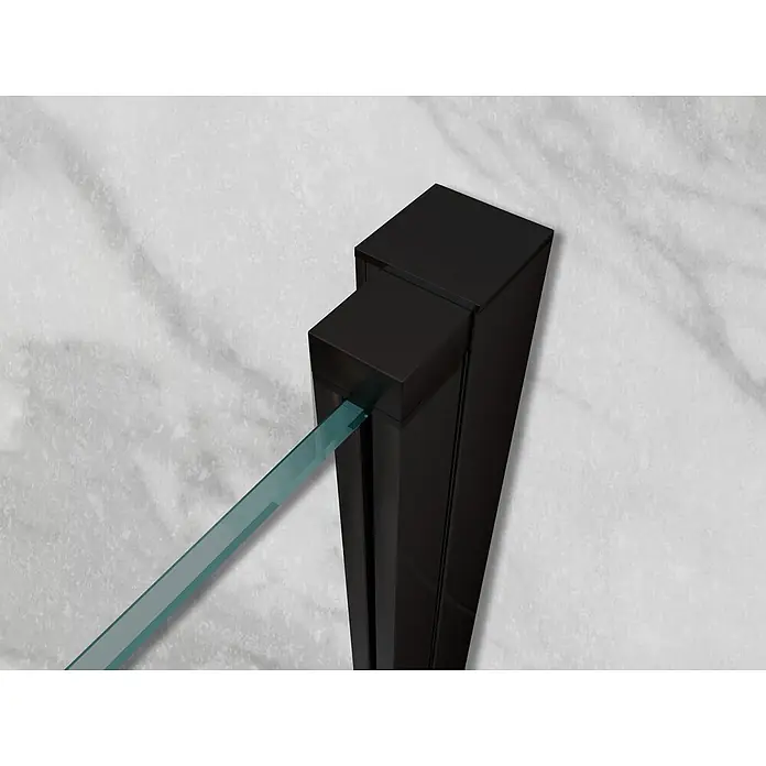 i-flair Dusch-Pendeltür NC68BL - 68 x 195 cm, Schwarz, Beschichtet, Glasstärke: 6 mm - Mattes schwarzes Duschprofil, das eine klare Glasscheibe sicher hält.