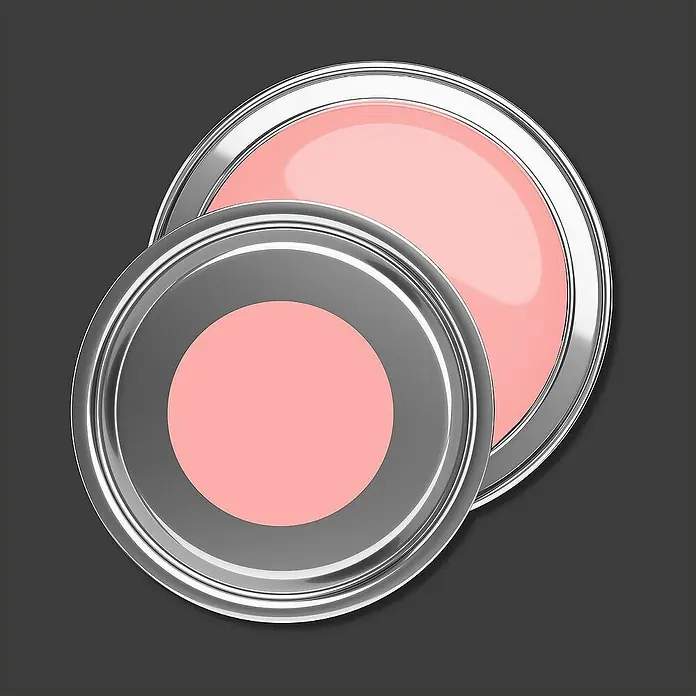 Livingwalls Wandfarbe Pink Peachy Pink DD125859 5l - Pink, Matt, 5 l - Zwei offene Metallic-Farbdosen, gefüllt mit hellrosa Farbe.