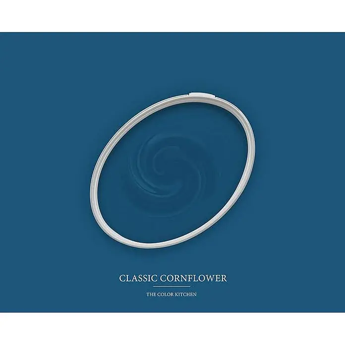 Livingwalls Wandfarbe Blau Classic Cornflower 3005 2,5l - Matt, 2,5 l - Weißer ovaler Rahmen, der klassische Kornblumenblau-Farbe präsentiert.