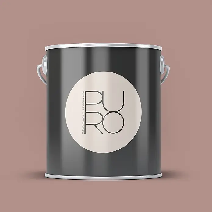 Livingwalls Wandfarbe Braun Rosy Beige DD125845 1l - Braun, Matt, 1 l - Dunkelgraue Farbkanne mit silbernem Rand und Griff, beigefarbenes Etikett mit "PURO" und "PREMIUM WALLPAINT".