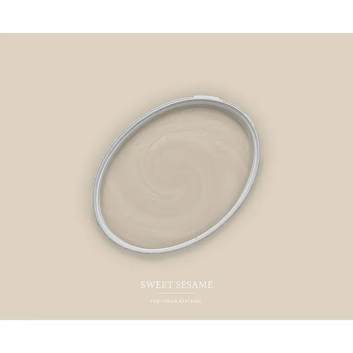 Livingwalls Wandfarbe Beige Sweet Sesame 6000 2,5l - Matt, 2,5 l - Offener Farbdosendeckel mit hellbeiger Farbe „Sweet Sesame“.