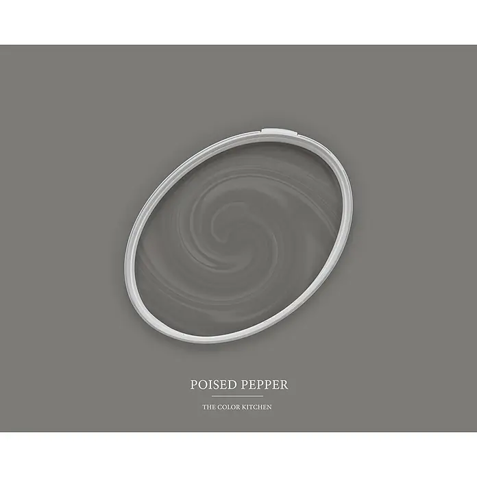 Livingwalls Wandfarbe Grau Poised Pepper 1013 2,5l - Matt, 2,5 l - Weißer ovaler Kunststoffdeckel mit transluzentem, verwirbeltem Design.