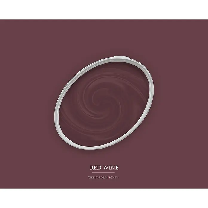 Livingwalls Wandfarbe Rot Red Wine 7013 2,5l - Rot, Matt, 2,5 l - Weißer ovaler Farbdosendeckel mit wirbelnder "Rotwein"-Farbe.