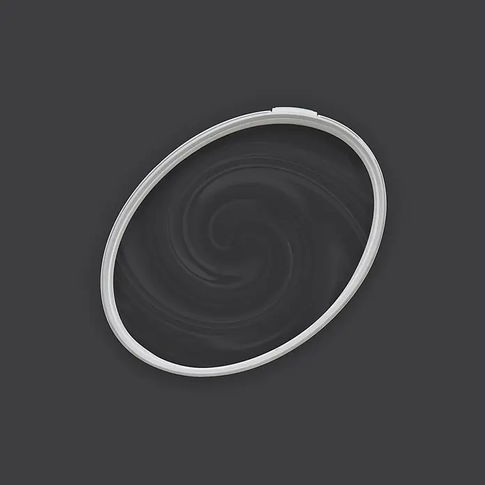 Livingwalls Wandfarbe Schwarz Casual Caviar 1007 5l - Matt, 5 l - Weißer ovaler Kunststoff-Stickrahmen zum Straffen von Stoff.