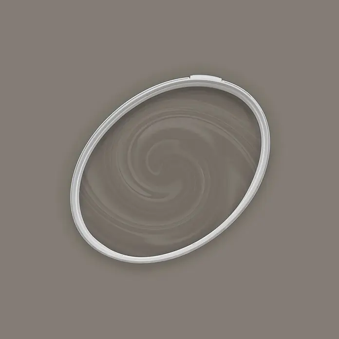Livingwalls Wandfarbe Taupe Earl Grey Tea 1021 2,5l - Matt, 2,5 l - Weißer ovaler Stickrahmen mit Spiralmuster innen.