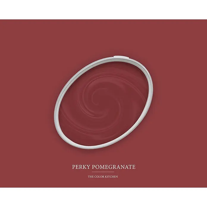Livingwalls Wandfarbe Rot Perky Pomegranate 7006 2,5l - Rot, Matt, 2,5 l - Weißer Farbdosendeckel mit wirbelnder Perky Pomegranate roter Farbe.