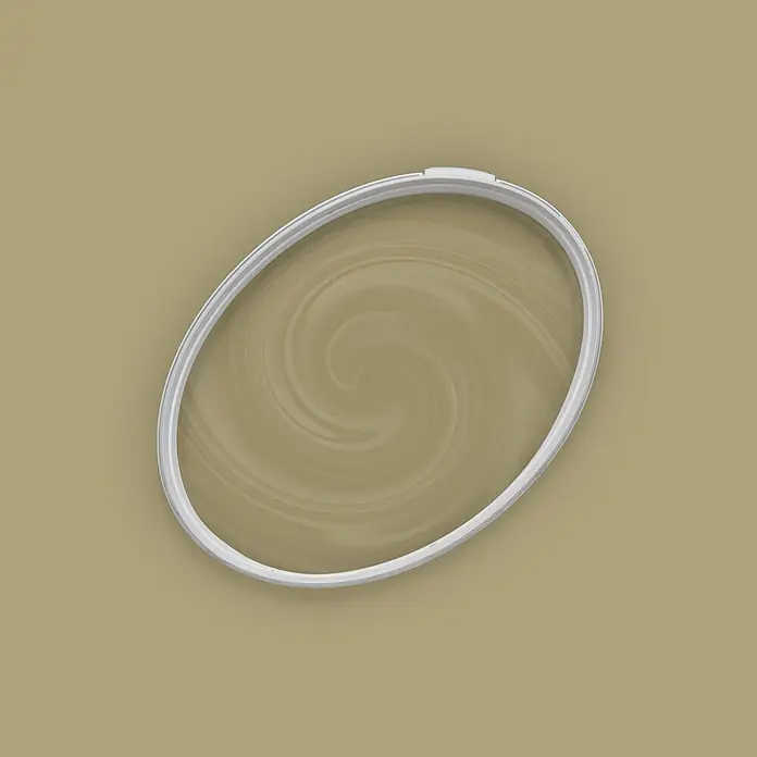 Livingwalls Wandfarbe Grün Pretty Pistachio 4012 2,5l - Matt, 2,5 l - Weißer ovaler Stickrahmen mit hellbeigem, spiralförmigem Stoff.