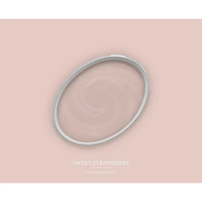Livingwalls Wandfarbe Beige Sweet Strawberry 7007 2,5l - Beige, Matt, 2,5 l - Silberner Farbdosendeckel mit hellrosa Farbe.